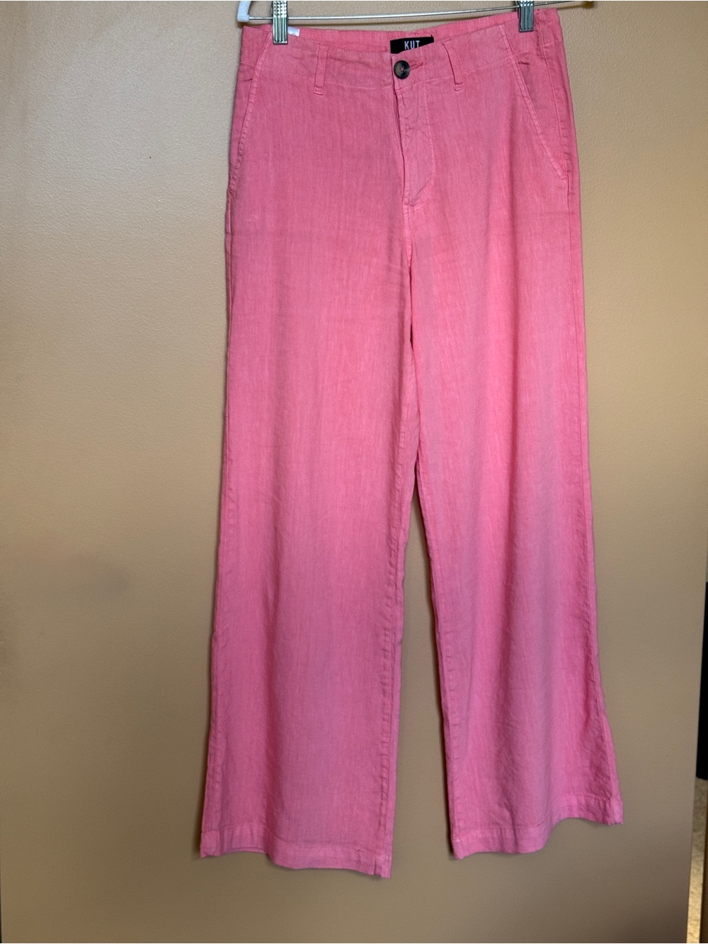 Kut from the Kloth Pink Wide-Leg Linen Blend Pants
